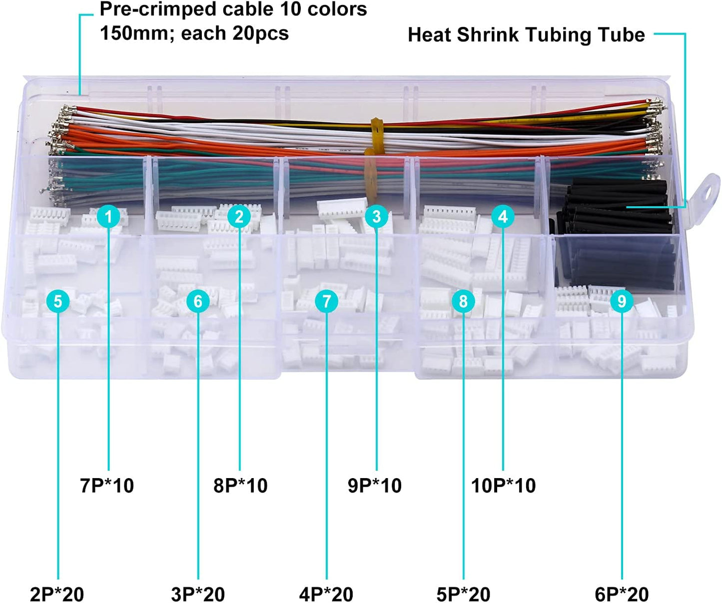 Close-up view of Molex 1.25mm male and female connector housings