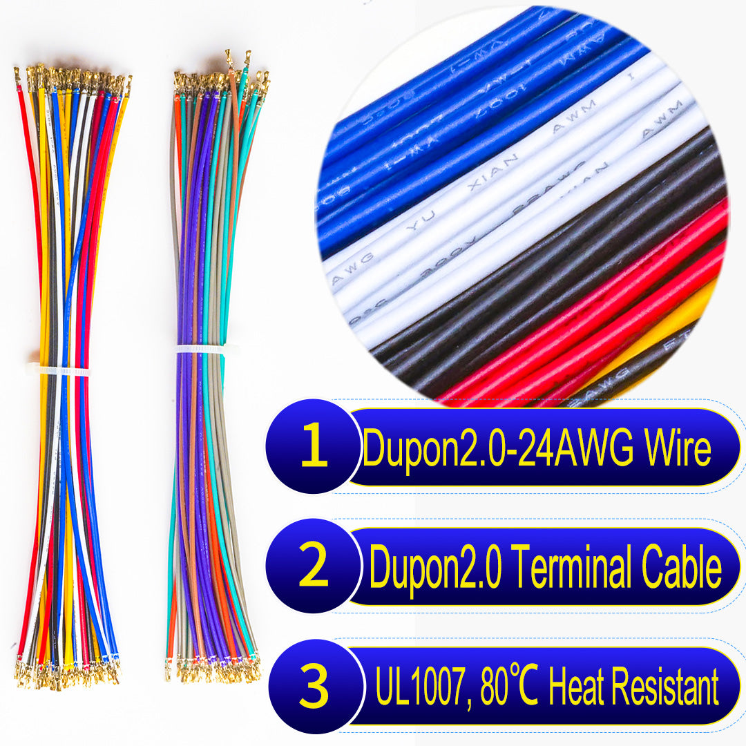 Molex 2.0mm Dupont Pre-Crimped Terminal single-head Cable (Without Connector), 24AWG UL1007 PVC