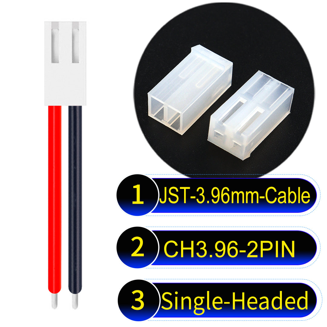 Molex KK3.96mm 2Pin UL1007 PVC Cable with 18AWG wire gauge.