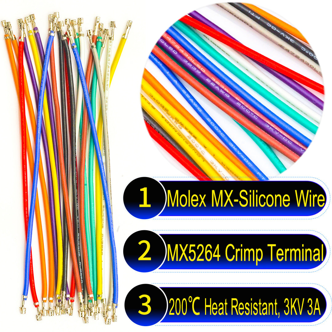 Molex KK 254 2.5mm 5264 pre-crimped terminal silicone single-head cable