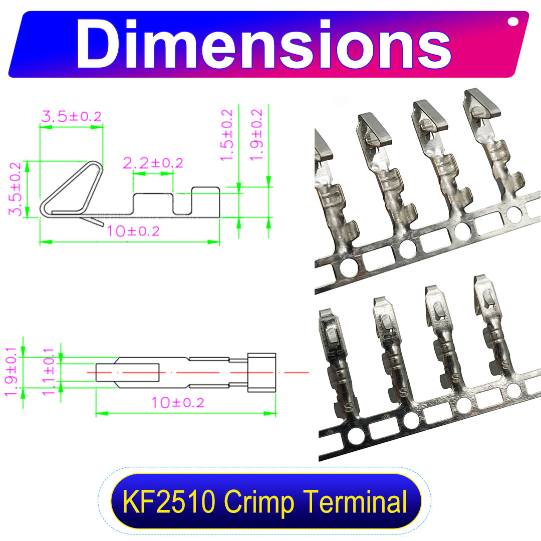 Molex KK 254 2.5mm KF2510 pre-crimped terminal cable, 22AWG UL1007 PVC, heat-resistant up to 80°C, ideal for Arduino, power connections, and LED lighting.