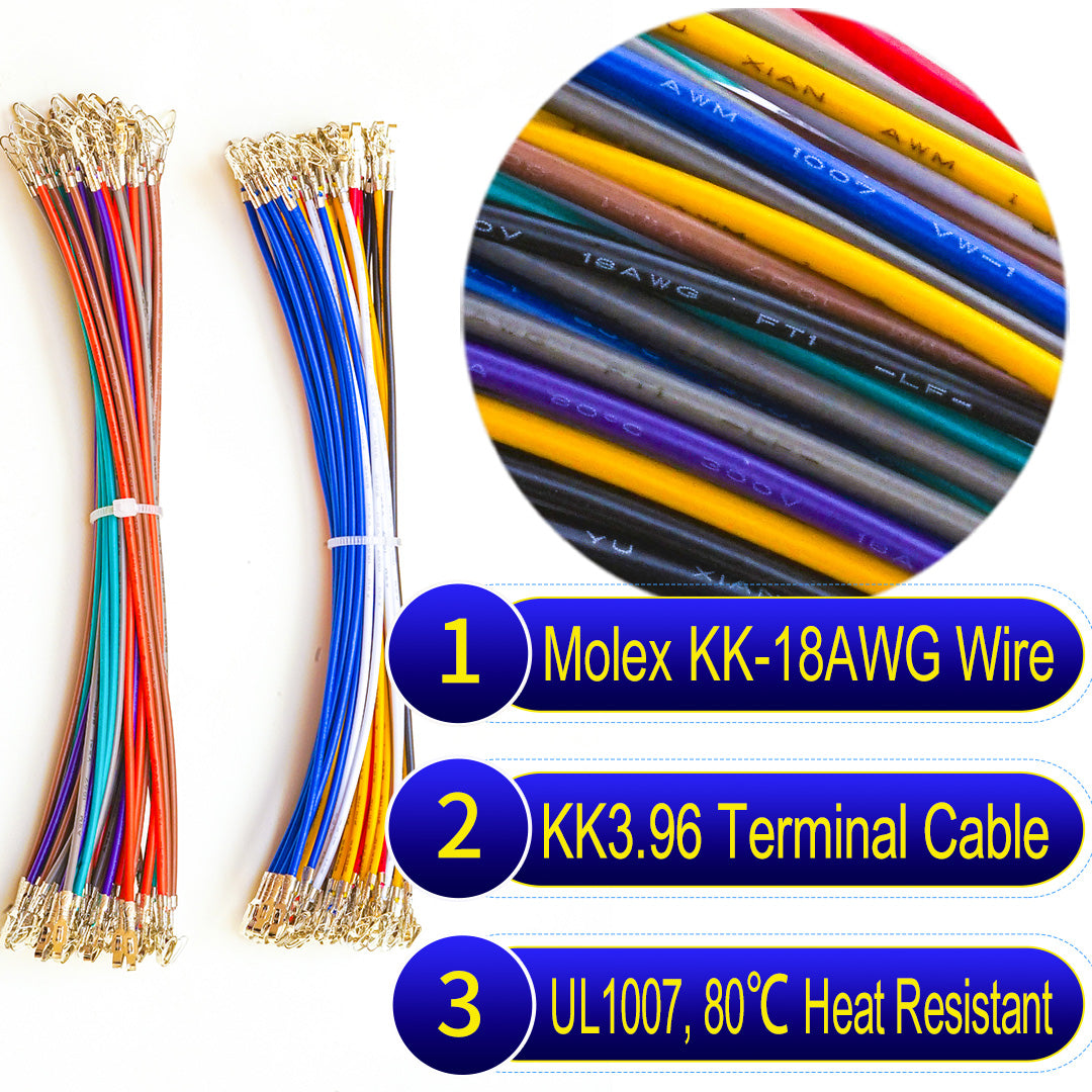 Molex KK 396 3.96mm Pre-Crimped Terminal Cable (Without Connector), 18AWG UL1007 PVC
