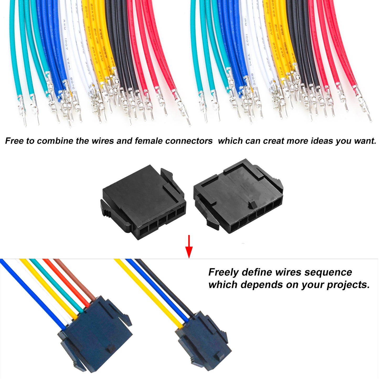 Molex MX3.0mm connector kit with 22AWG pre-crimped wires used in electronic DIY and wiring projects