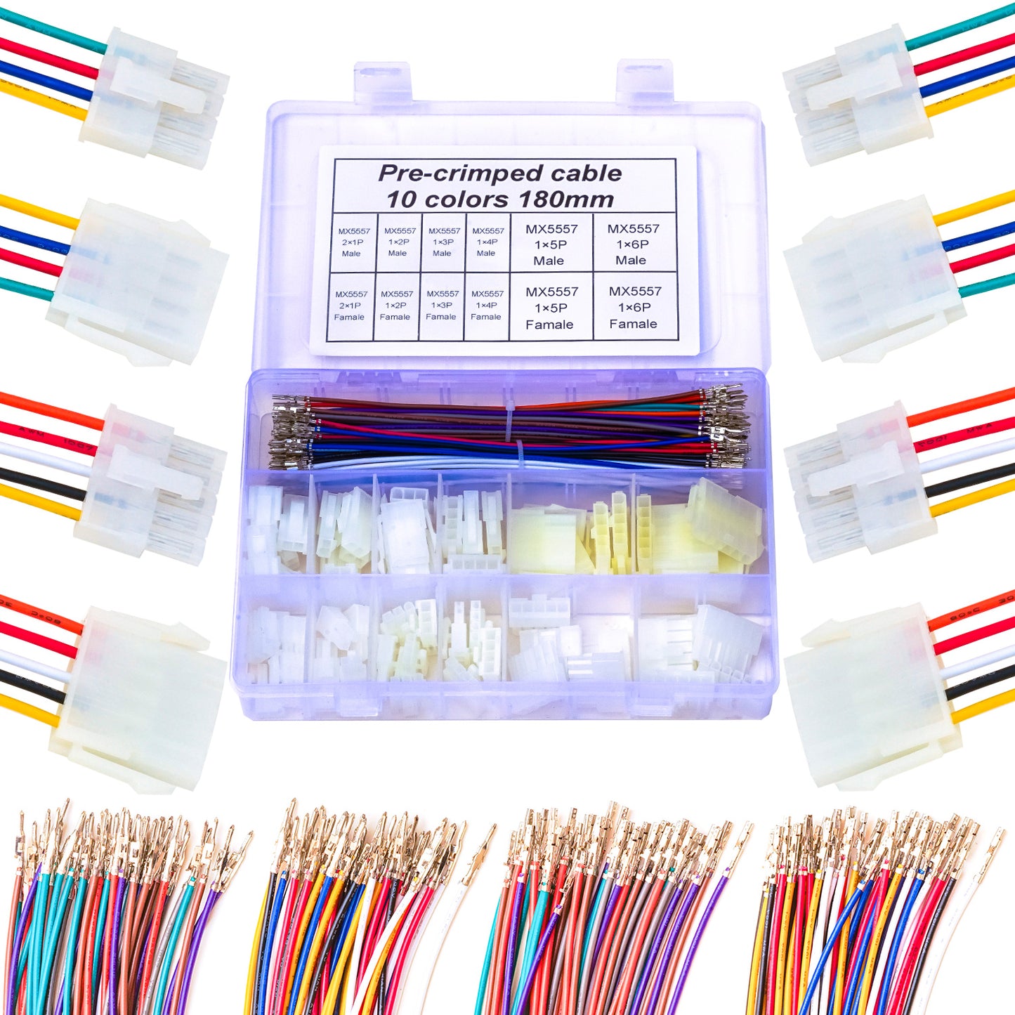 Complete Molex MX4.2 connector kit with premium 20AWG pre-crimped cables