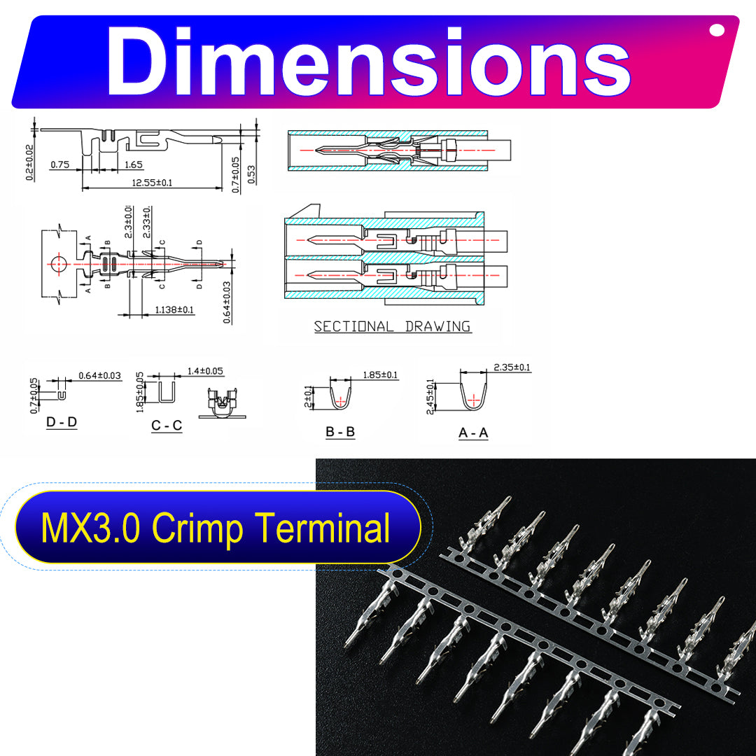 Molex Micro-Fit 3.0mm pre-crimped terminal cable