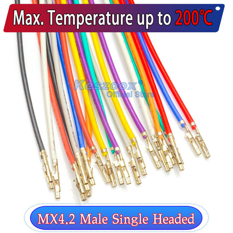 Molex Mini-Fit Jr 4.2mm pre-crimped terminal silicone cable, 20AWG UL3239 soft wire, heat-resistant up to 200¡æ, 3KV, 5A, ideal for high-temperature and flexible electrical connections.