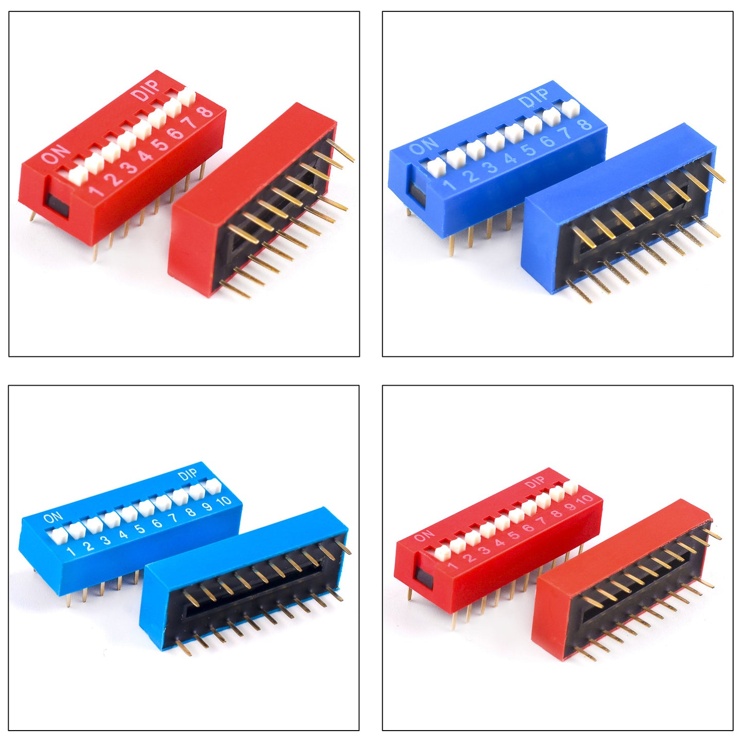 Variety of multi-position DIP switches for electronic projects and prototypes