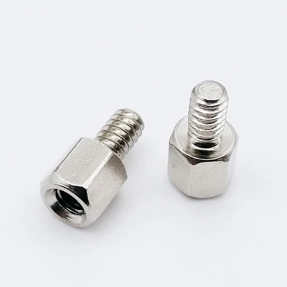 #4-40 Male-Female Hex Standoff Spacer Jackscrew Brass Copper Nickel-Plated for PCB Motherboard VGA DVI COM 5mm+L Keszoox