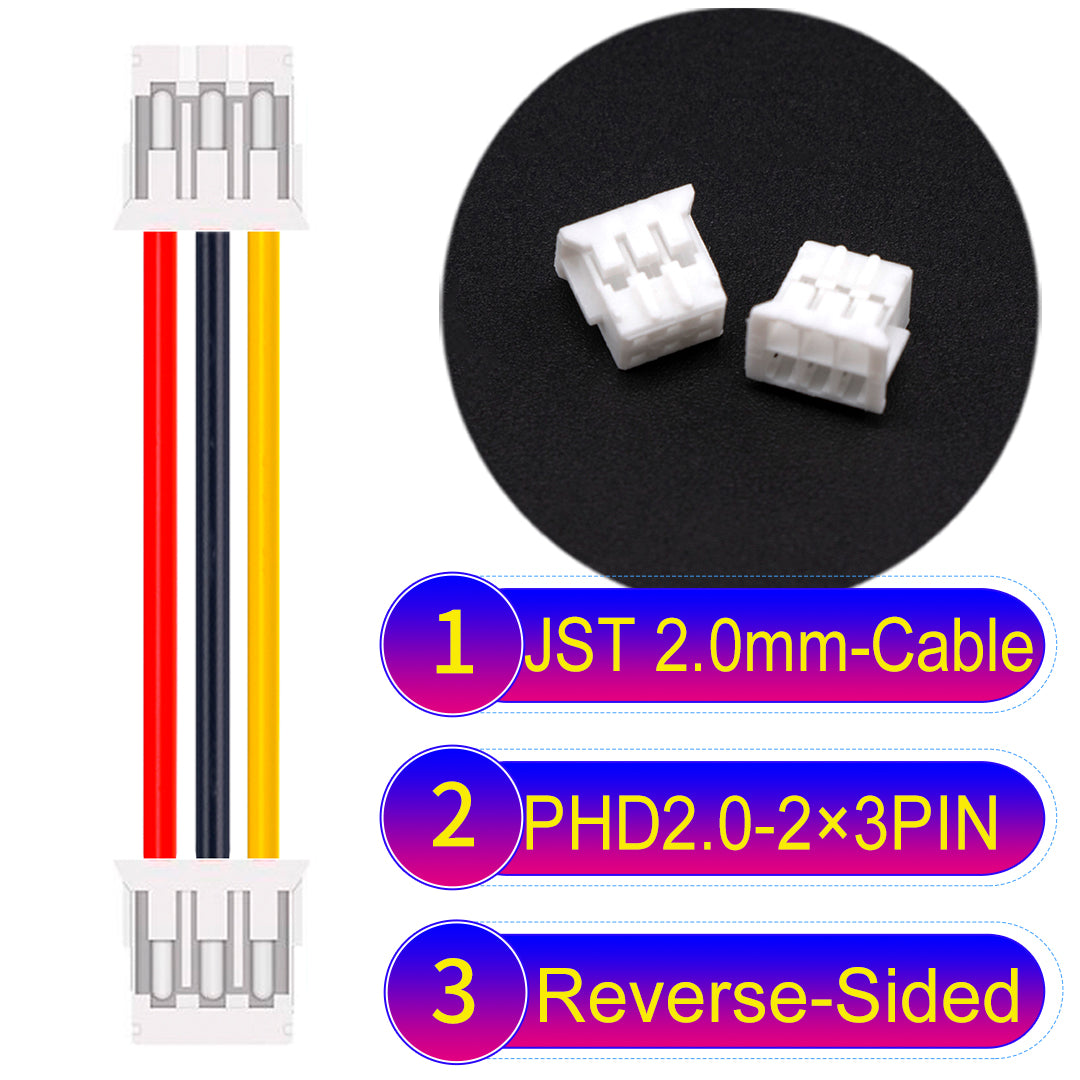JST PHD2.0 dual-row 2×3Pin Reverse-Side-Head cable, 2.0mm pitch, UL1007-certified PVC, ensuring secure and high-density connections for various applications.