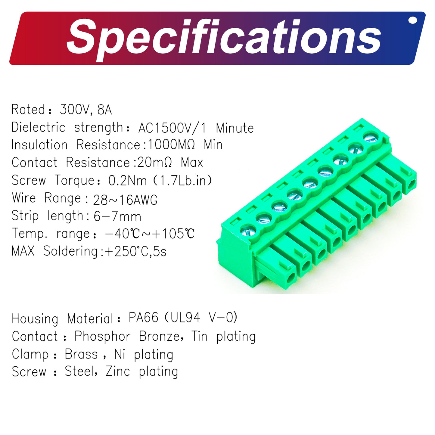 Terminal block 3.5mm specifications