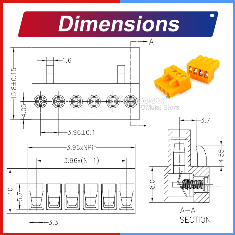 Dimensional drawing of plug connector
