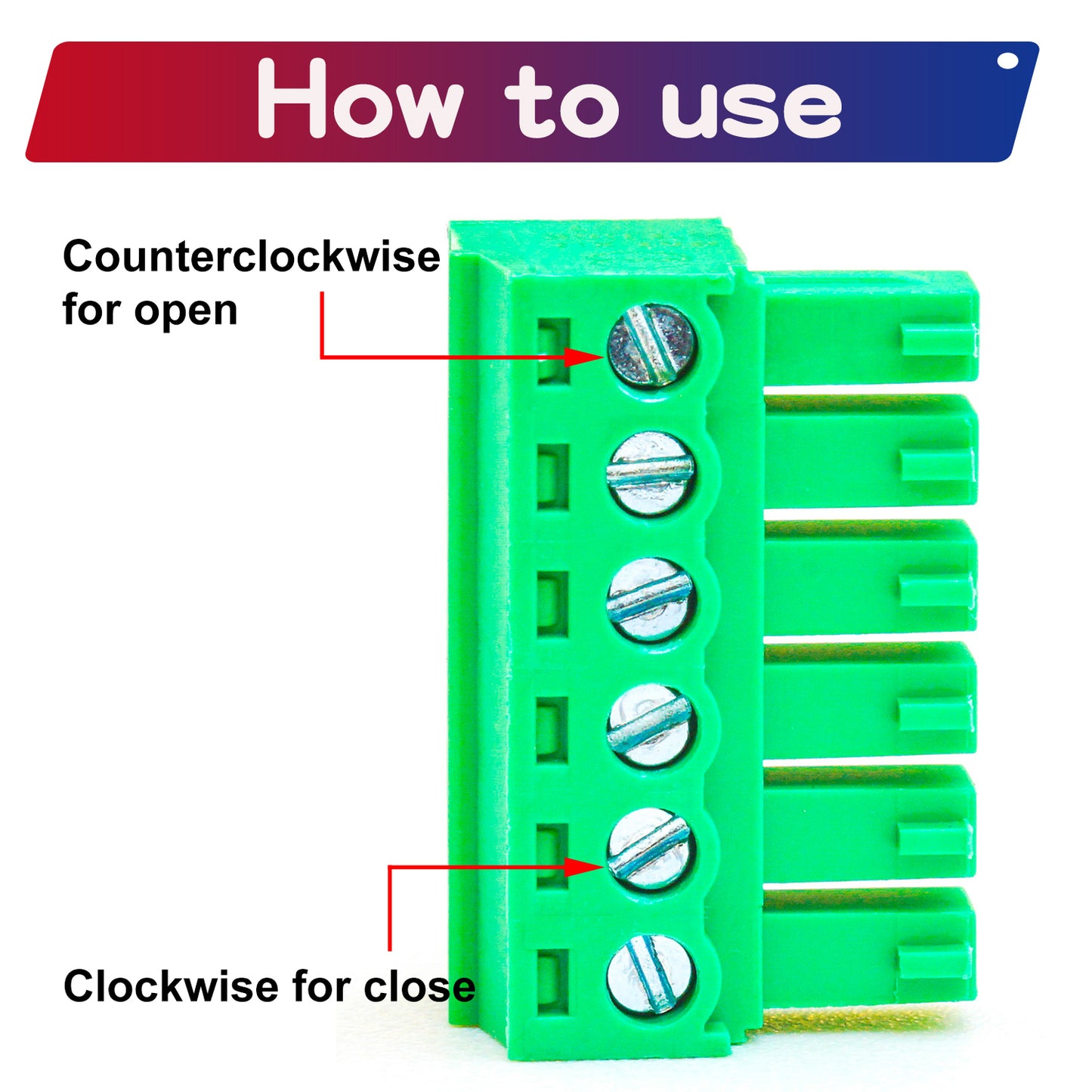 Screw open/close direction diagram