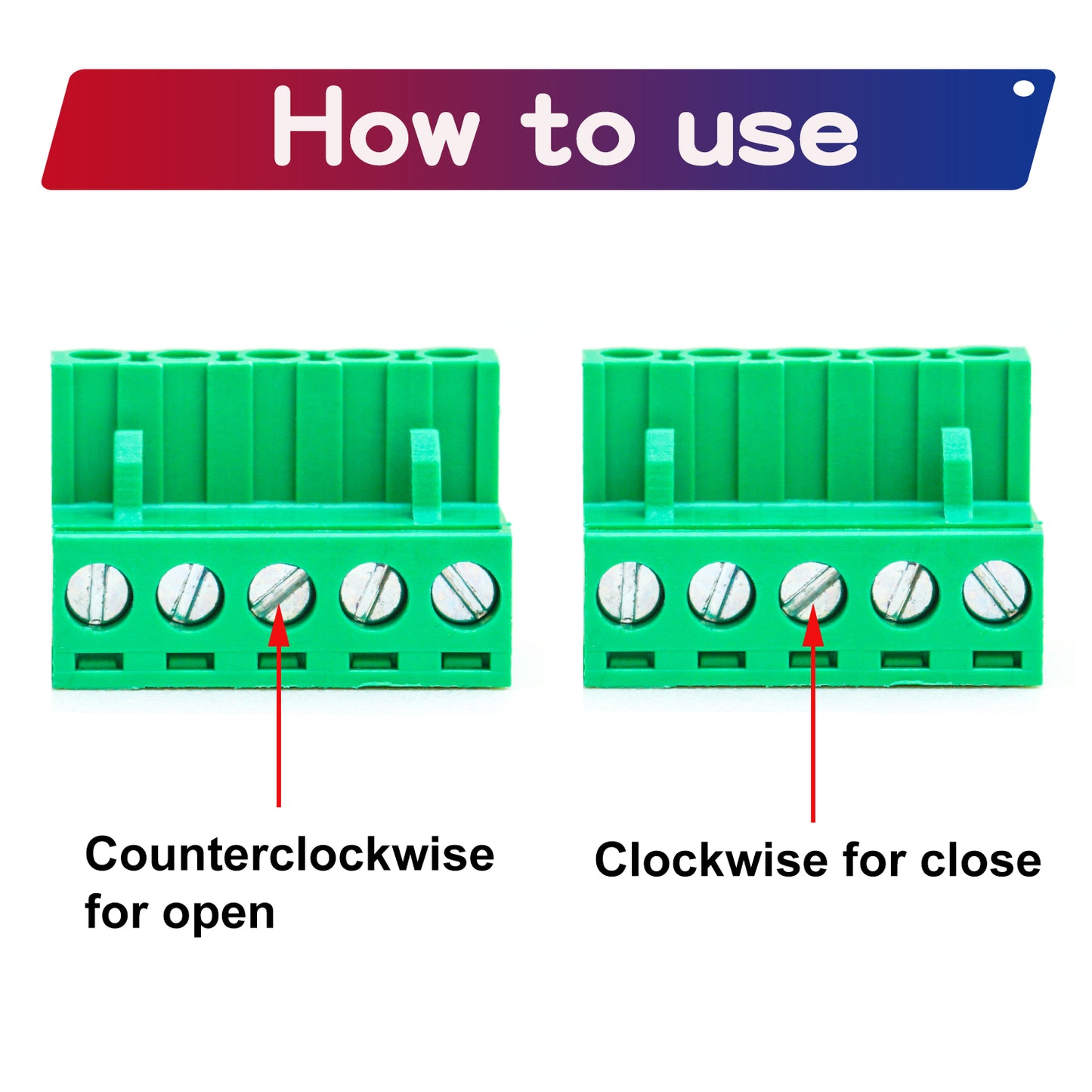 Screw open/close direction diagram