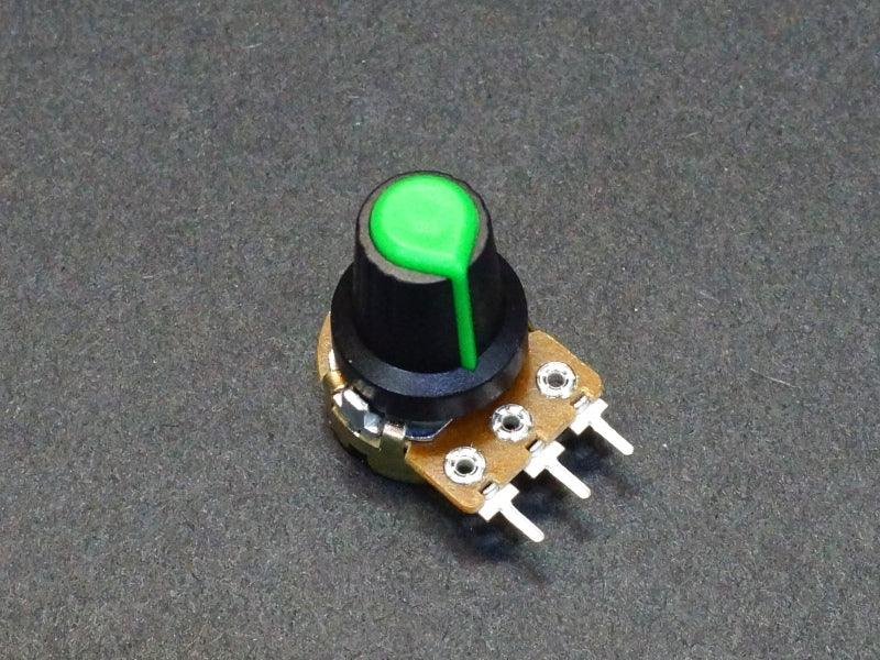 Potentiometer-Control-Knob-Green-Plastic-On-Potentometer