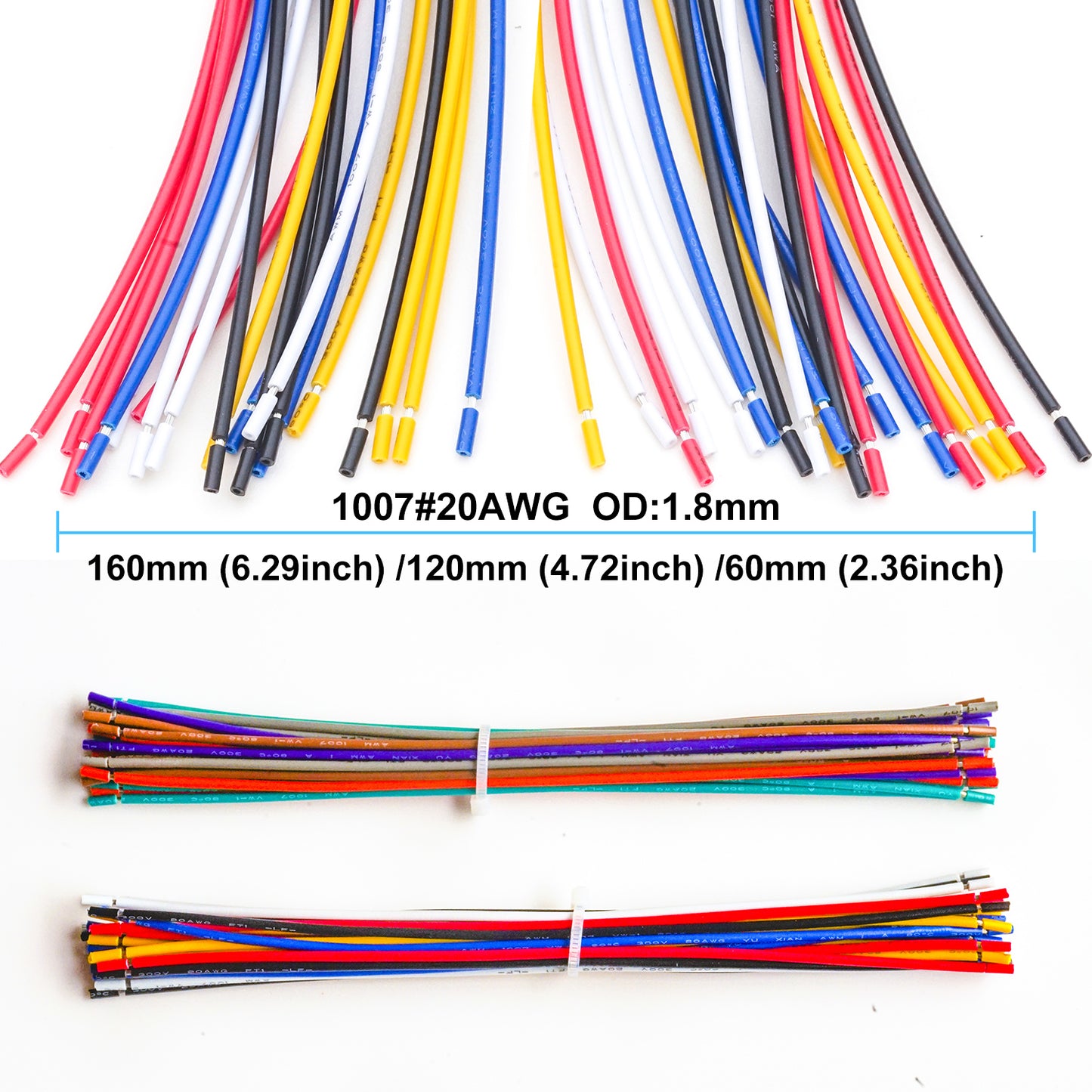 Bundle of pre-cut 20AWG stranded wires with PVC insulation for DIY projects and circuit wiring
