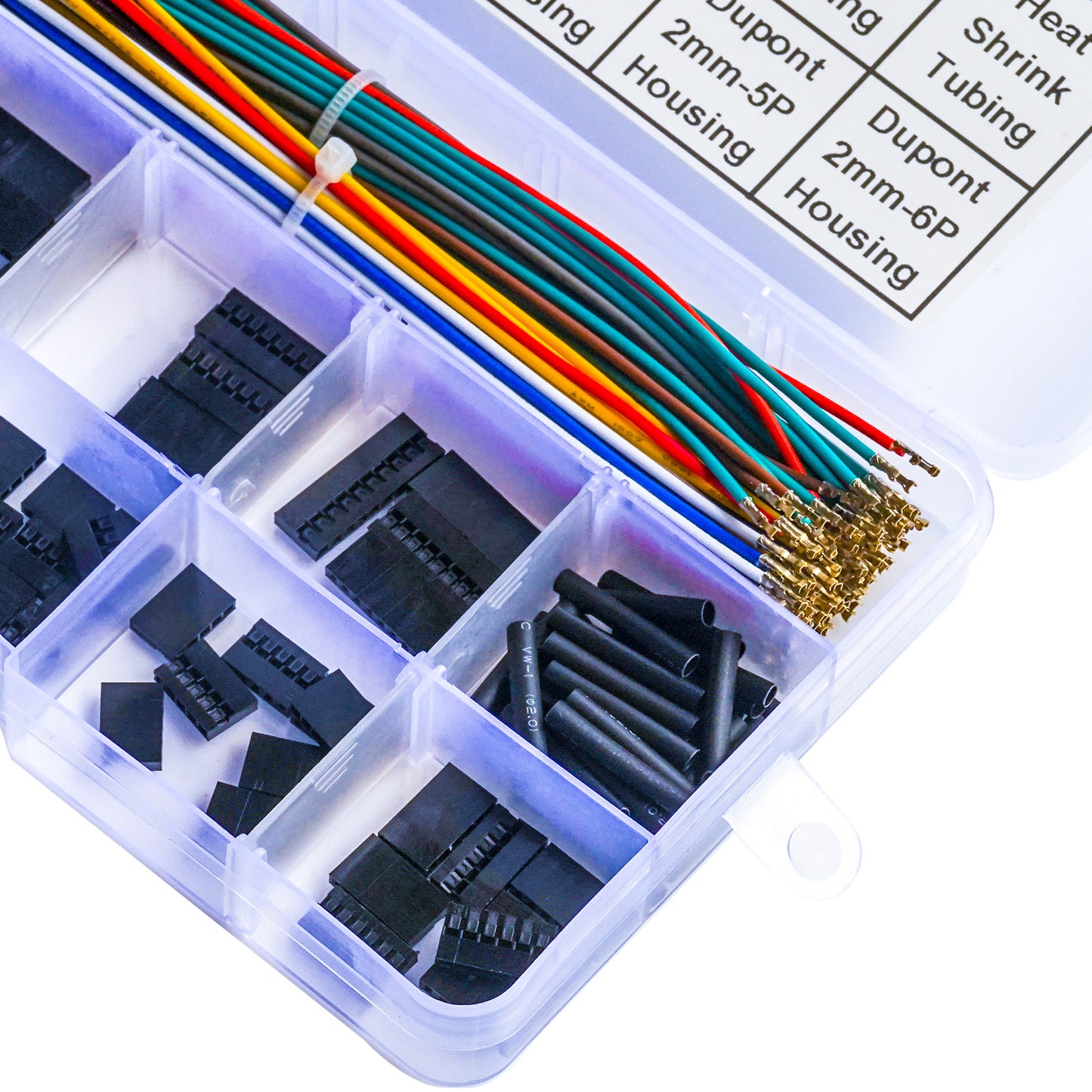 Premium 24AWG pre-crimped wires designed for Dupont 2.0mm single row connector kit