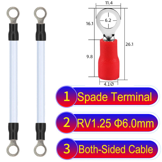 RV1.25_6mm_both_sided_ring_terminal_18AWG_insulated_cable_White_connector