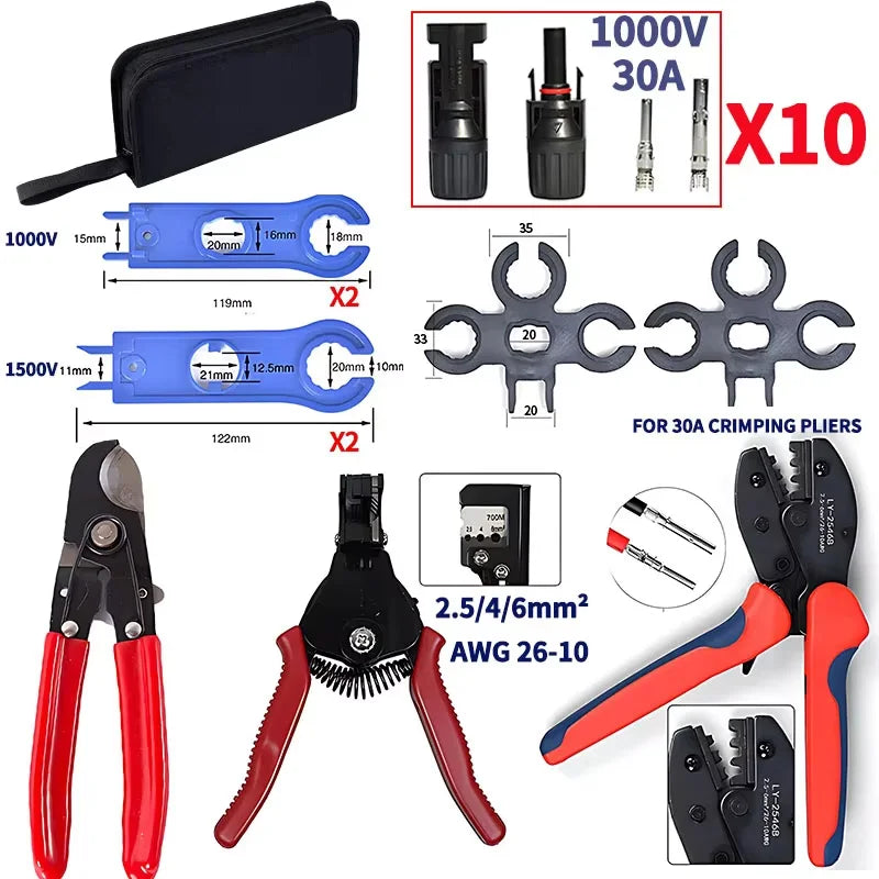 400/200/100/40/20/10 Pcs Photovoltaic Solar Connector 1000V30A Wholesale Panel Connectors Kit for PV/MC Cable 2.5/4/6mm²