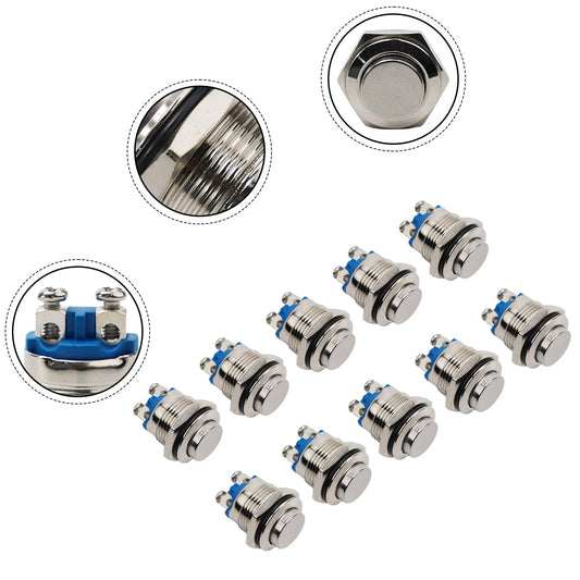 Button Switches 10pcs High Quality Waterproof 16mm Push Button Switches for Relays and Electromagnetic Starters