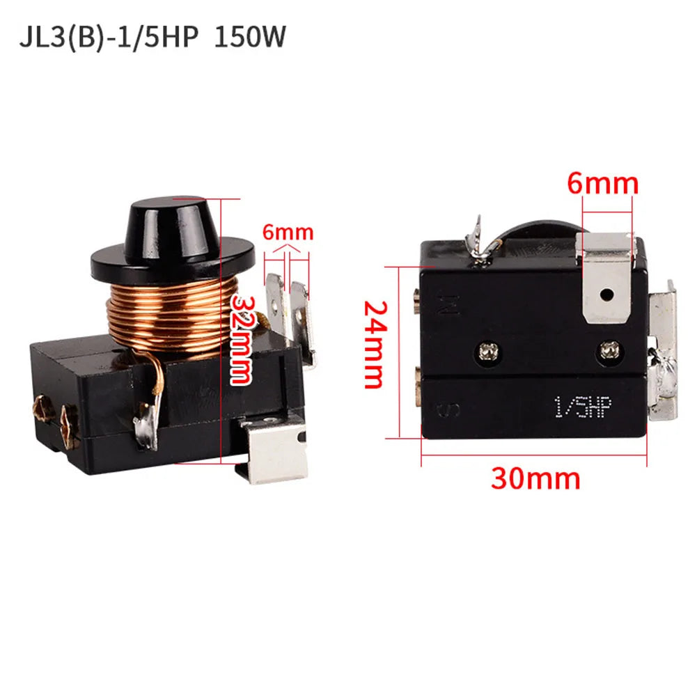 Refrigerator Compressor Start Relay for Threeplug 1/5 1/6 1/3 1/2HP Starters Replacement Starter for Fridge Cooling Units