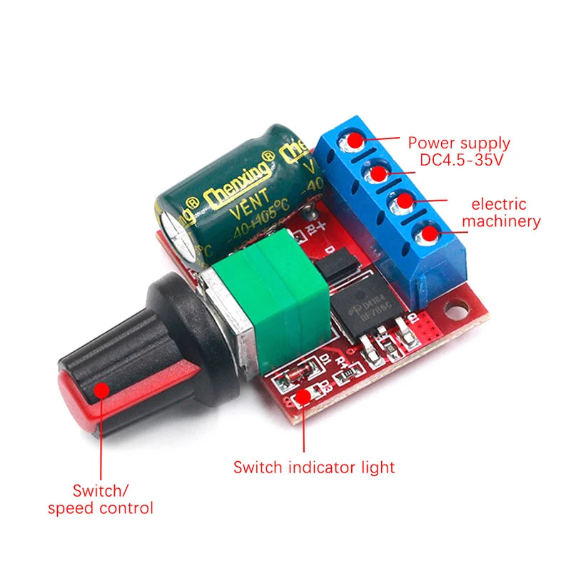 1PC DC-DC 4.5V-35V Low Voltage Motor Speed Controller 5A 90W PWM 12V DC Motor Speed Controller Module Adjustable Drive Module