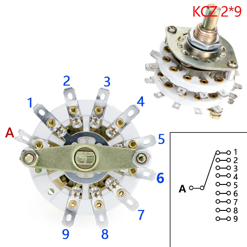 Channel Rotary Switch Selector 2/4 Pole 6-10 Position with Cap