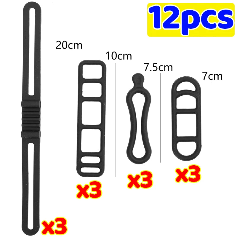 12/4pcs Bike Silicone Mount Bands Bicycle Light Rubber Straps Clip for Headlight Taillight Fixing Universal Bike Accessories