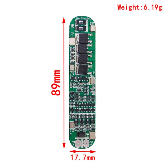 5S 18.5V–21V 15A BMS 18650 Lithium Battery Protection Board for Solar Lighting