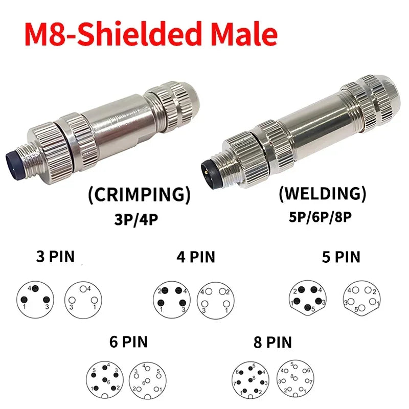 M8 Waterproof Aviation Connector Set 3–8 Pin Male Female Plug Socket for Proximity Sensor Straight Right Angle Flange Mount