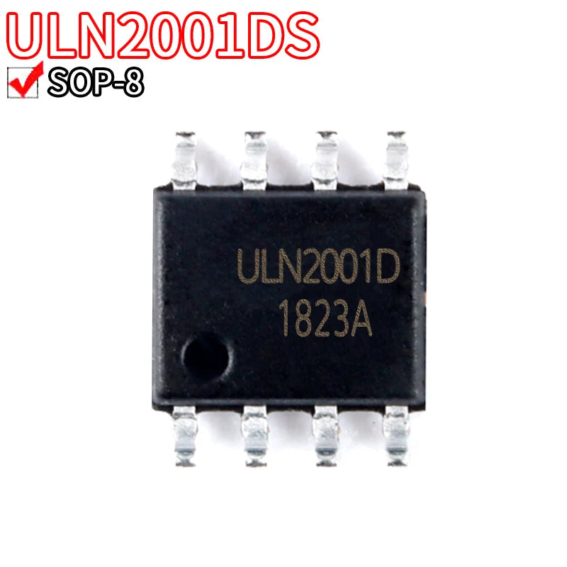 ULN2001 3-Channel Darlington Transistor Array IC — SOP-8, 50V 500mA, Flyback Diodes (10-Pack)