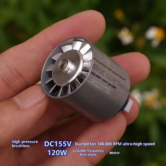 1Pcs High Voltage 100000rpm Ultra High Speed Brushless Motor Impeller Hair Dryer Parts DC155V 120W Micro Brushless Ducted Fan