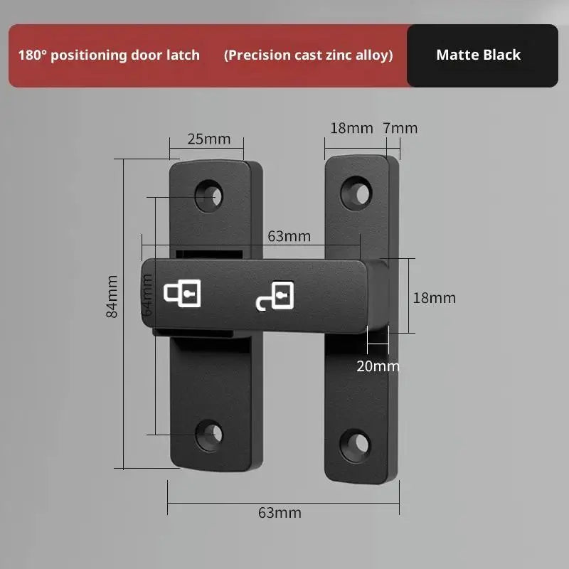 Latch Deadbolt Indoor Non-Punch Surface Mounted Door Lock Bathroom Sliding Door Buckle Snap Bolt Old-Fashioned Room Privacy Lock