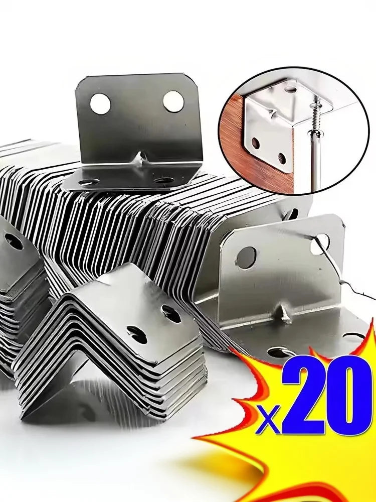 New 20pcs Angle Iron Board Table Chair Connector, 90-Degree Fixed Angle Plate Bracket for Shelf, Wardrobe, Cabin Accessories