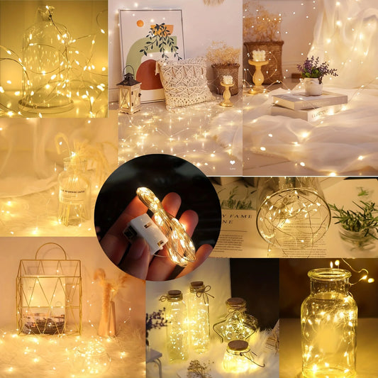20Pcs LED String Lights 8colors Atmosphere Colored Light Battery Powered Fairy Lights For Christmas Outdoor Room Festival Decor