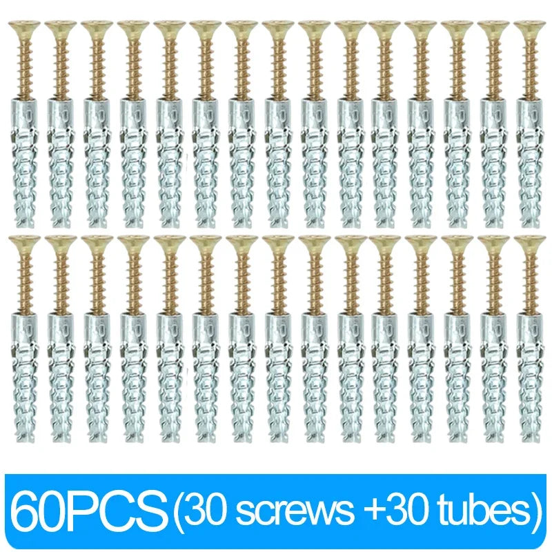 Heavy Duty Steel Wall Anchor with Screws Kit Metal Tube Expansion Self Tapping Screw Drywall Drilling Plug Fastener Bolt Anchors