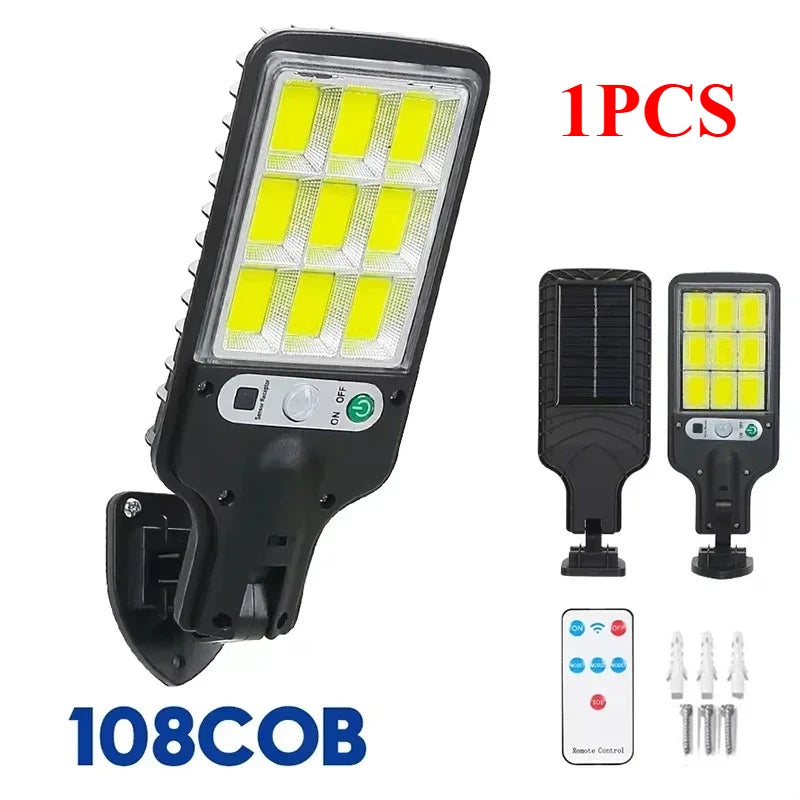 LED Solar Wall Light with Motion Sensor Remote Control Waterproof Lamp