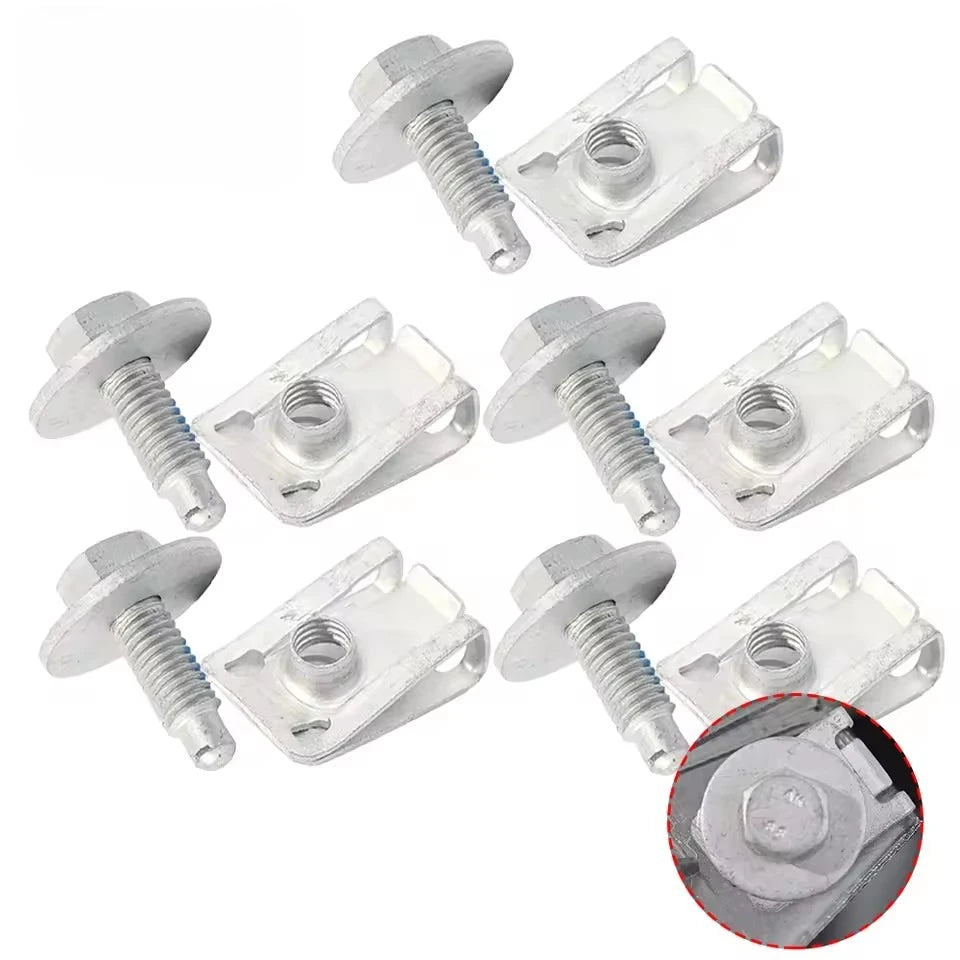 Car Fender Liner Bolt M6 Hex Flange Screw — Bumper Body Trim Splash Shield Fastener with Washer Carbon Steel Auto Repair Kit