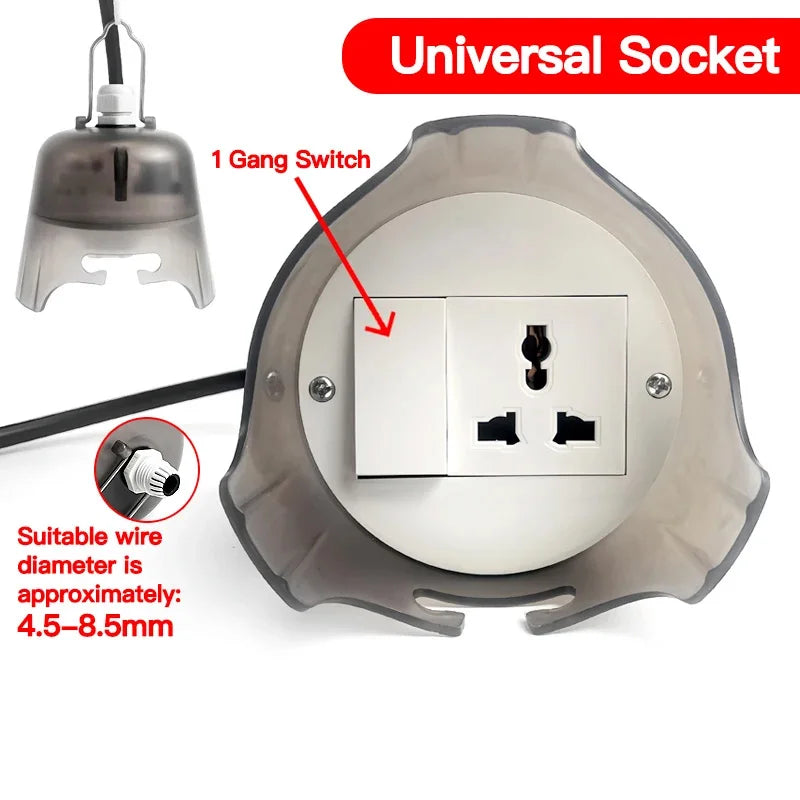 Outdoor Waterproof Electrical Socket Box Weatherproof Rainproof Power Outlet with Protective Cover for Garden Patio
