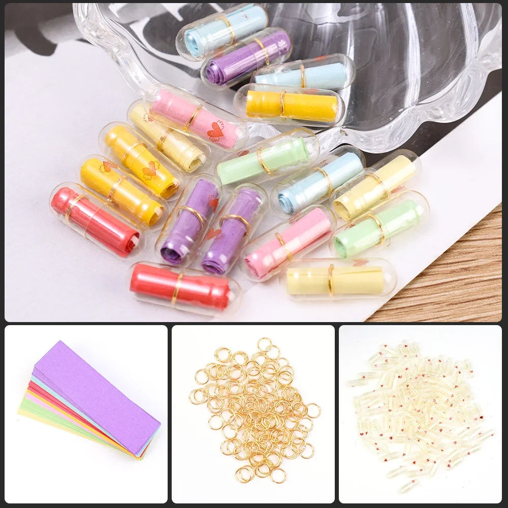 Message Capsules Love Pill with Roll Paper Blank Notes Wish Bottle Capsule Emoticon Smile Pills Wedding Party Valentine's Gift