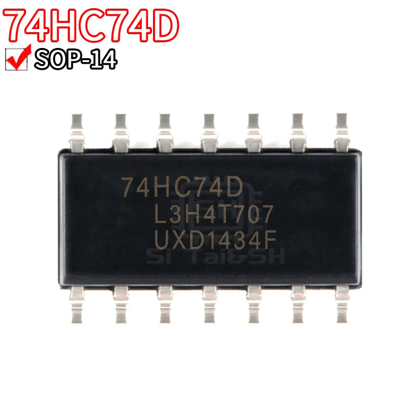 74HC74D Dual D-Type Flip-Flop Logic IC SOP-14 – Pack of 10