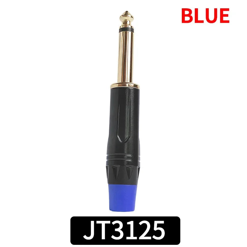 6.3mm Mono Plug to Gold RCA Connector Coaxial AV Audio Video Solder Adapter for Speaker Amplifier Mixer PC DIY
