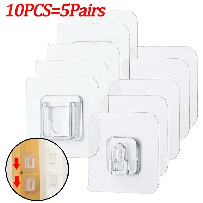Double-Sided Adhesive Wall Hooks Strong Transparent Suction Cup Hooks