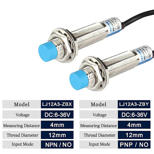 LJ12A3-4-Z Inductive Proximity Sensor NPN DC 6–36V Detection Switch for Arduino