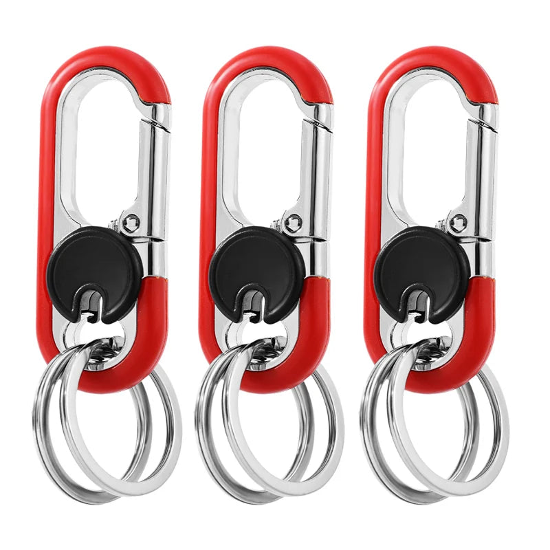 Men Stainless Steel Keychain Hook Carabiner Bottle Opener Double Ring
