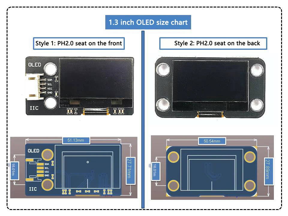 0.96" / 1.3" OLED IIC LCD Display Module SSD1306 SH1106 12864