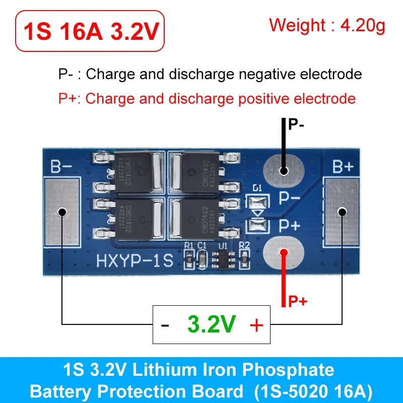 3PCS 1S LiFePO4 / Lithium Battery Protection Board BMS 12A–24A with Short Circuit and Overcharge Protection