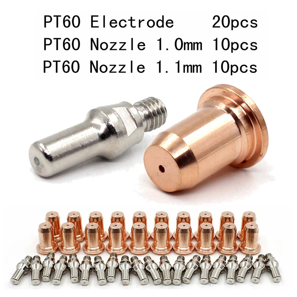 Plasma Tips Kit 1.0mm / 1.1mm Electrode for PT60 PT40 IPT-40 Plasma Torch, 1.0mm Nozzle 52582 51313P1.0 WSP-061001