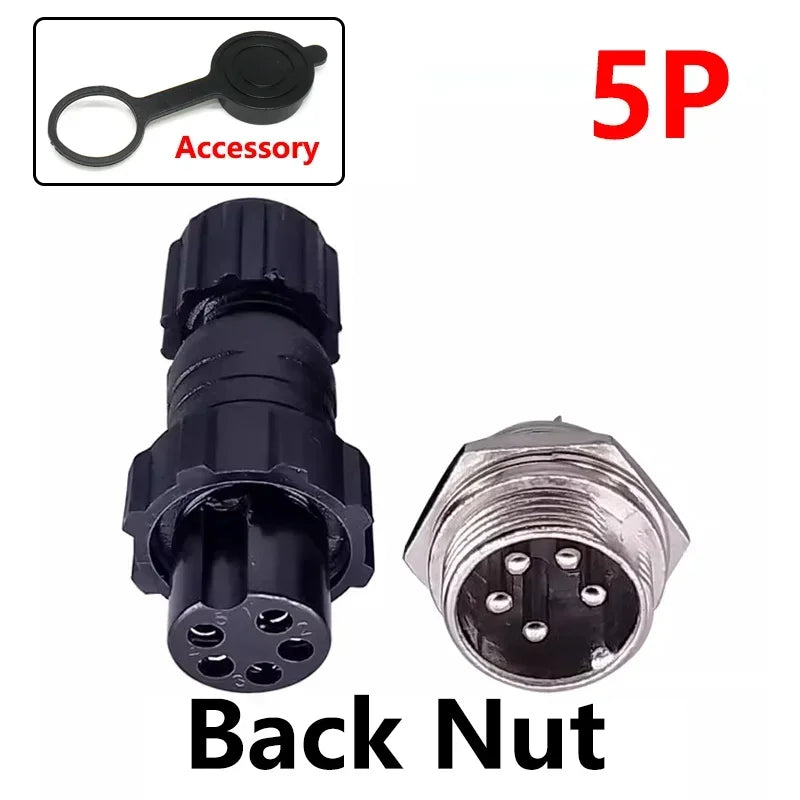 5/20 Sets GX16 M16 QL16 16MM Aviation Plug & Socket, Male Female Docking Back Nut Panel Mounted Connector with 2/3/4/5/6/7/8/9 Pins