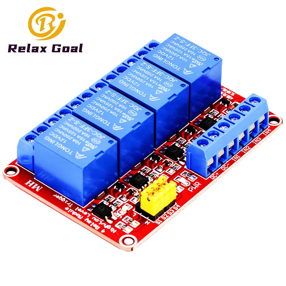 4-Channel Relay Module 5V/12V/24V with Optocoupler Isolation High/Low Level Trigger for Arduino & Raspberry Pi