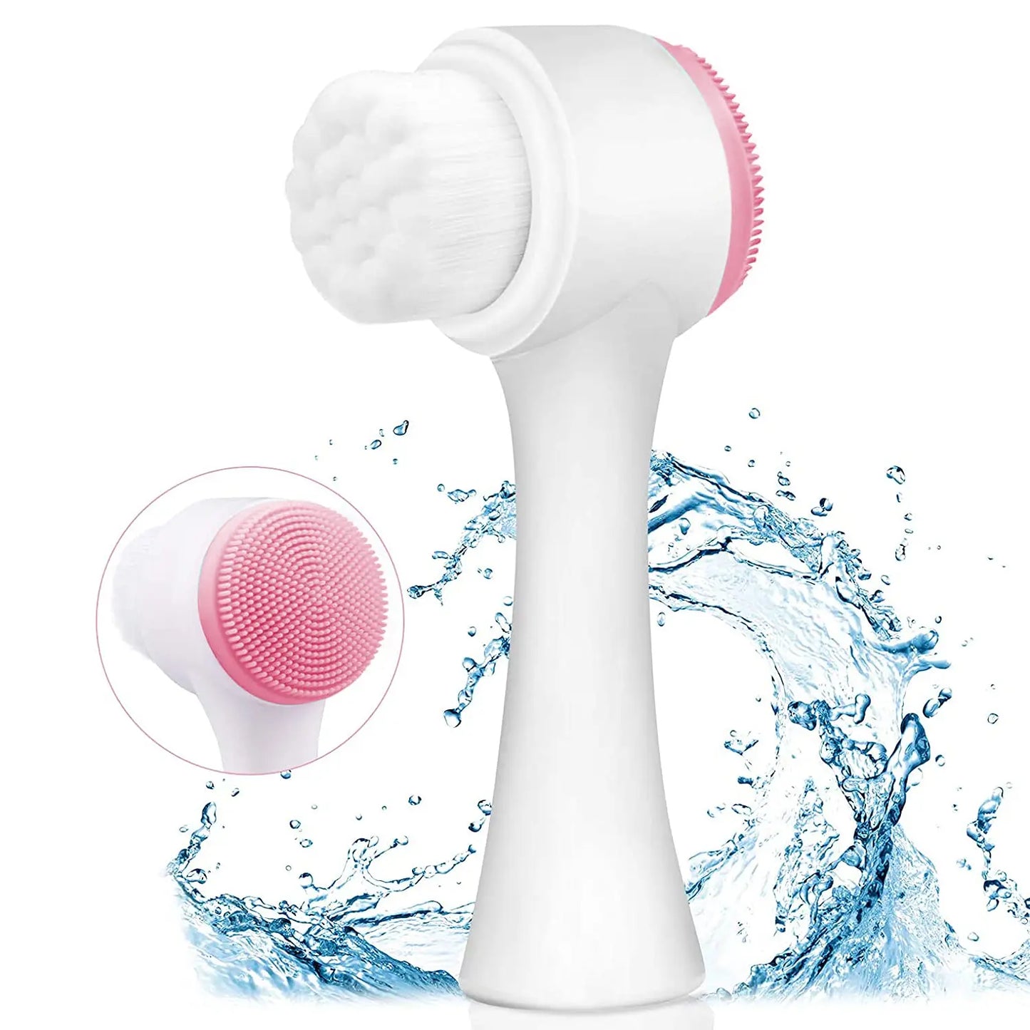 3D Silicone Facial Cleanser Double Sided Face Brush for Massage